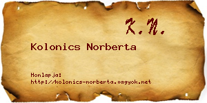 Kolonics Norberta névjegykártya